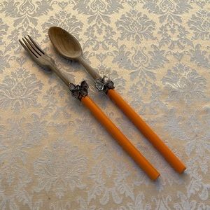 Orange and Brown Serving Utensil Set